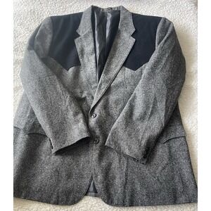 Vintage Circle S Texas Western Wear Wool-Blend Gray Tweed Blazer Size 54L